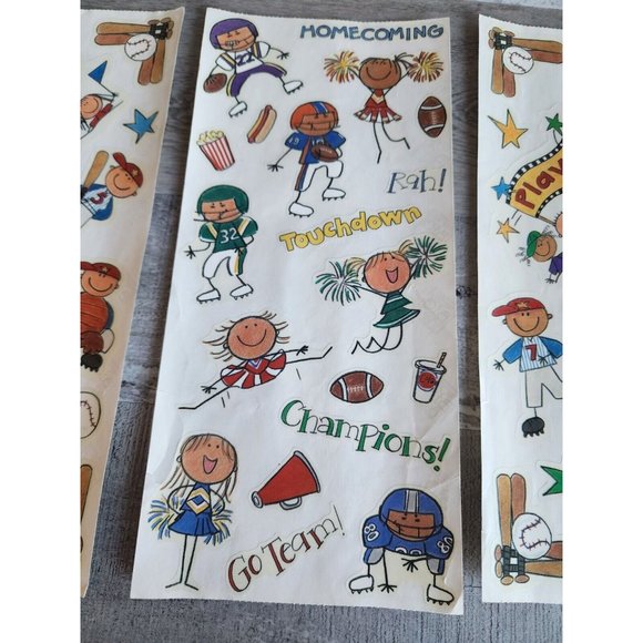 Jumbo Sticker Sheet - MAMBI Sports Football Baseball Cheerleaders NEW Retired 39 - Picture 3 of 5